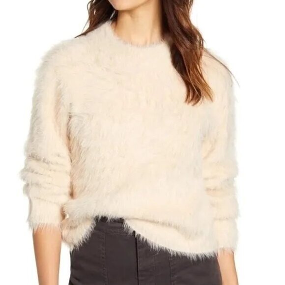 Lou & Grey Ivory Multi Color Fleck Fuzzy Soft‎ Crew Neck Sweater Size L - Picture 2 of 9